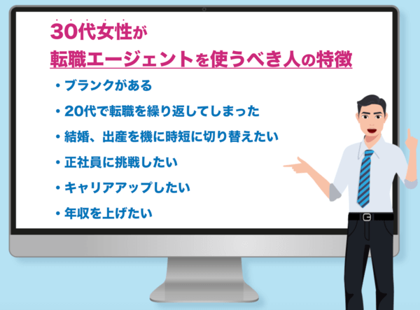 30代女性で転職エージェントを使うべき人の特徴一覧