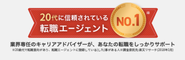 20代に信頼されている転職エージェントNo.1
